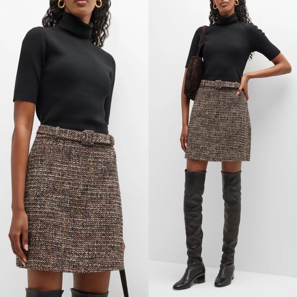 Theory turtle neck 3/4 sleeve knit combo dress in wool blend tweed - Picture 1 of 10
